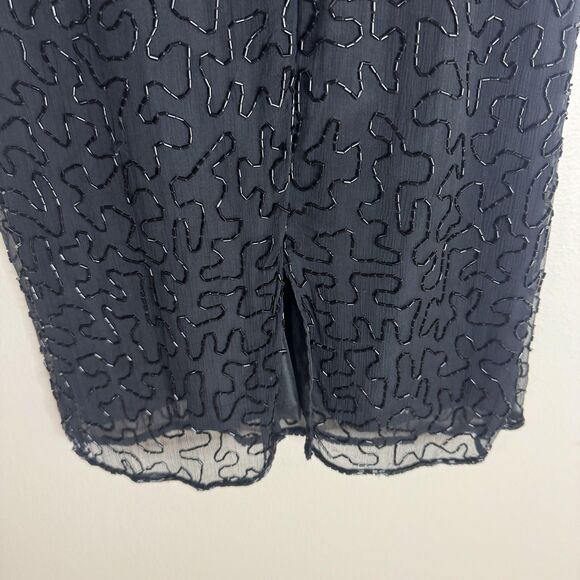 Vintage Swee Lo Dress Womens Small Black Sequin Beaded Cocktail Short Sleeve 90s - Picture 10 of 13